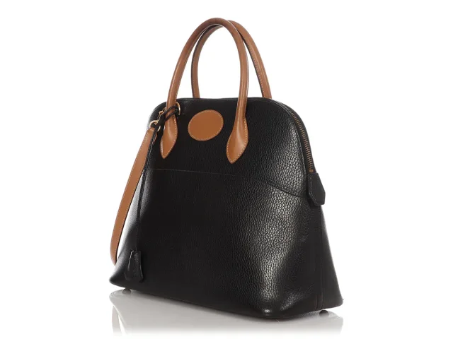Hermès Vintage Black and Tan Ardennes Bolide 35 in Black Leather from Ann's Fabulous Finds, photo 3 of 10