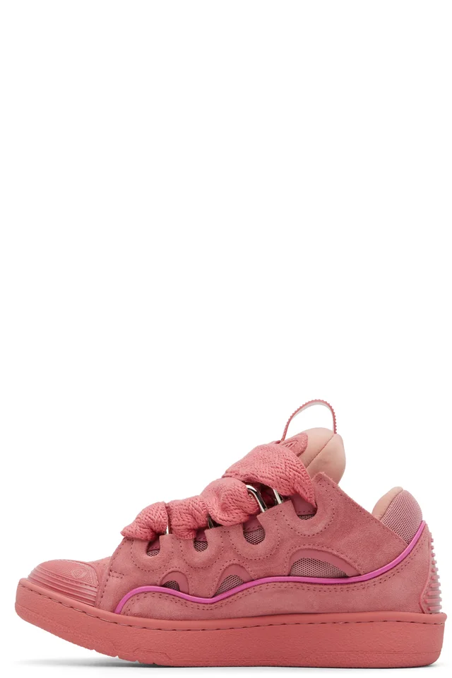 Lanvin Pink Monochrome Suede Curb Sneakers, photo 3 of 5 from SSENSE