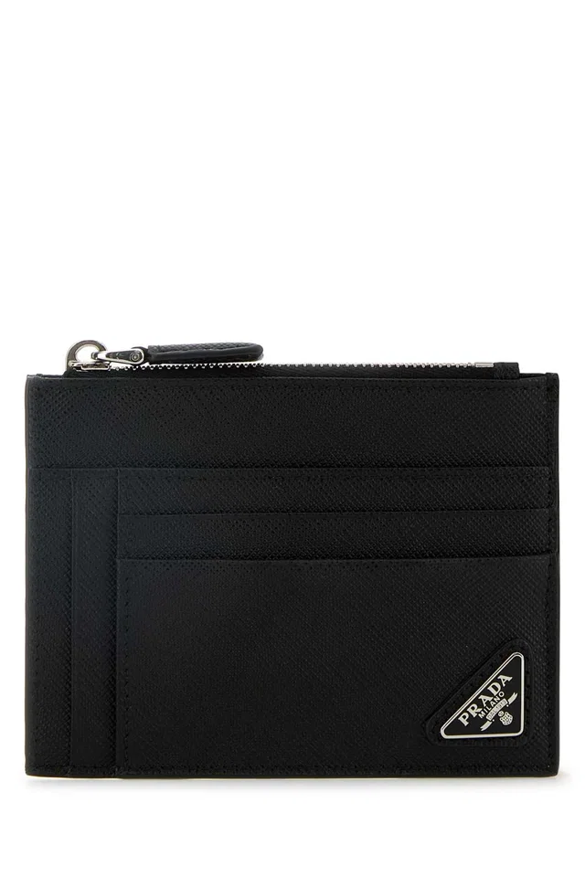 Prada Saffiano Leather Card Case — Black Vitello Wallet in Black Saffiano leather from HEWI