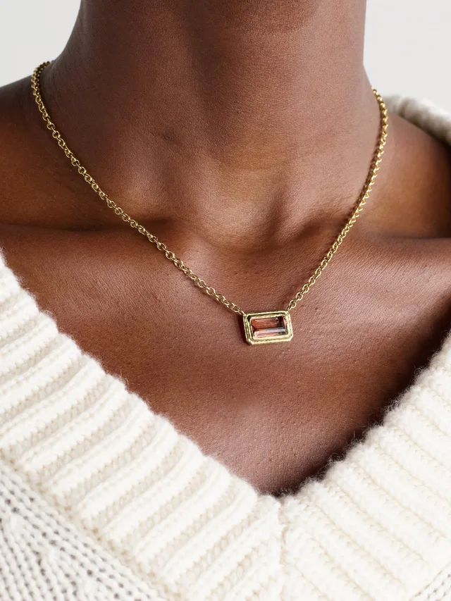 OCTAVIA ELIZABETH Elbow Beach 18-karat recycled gold tourmaline necklace in Pink, photo 2 of 2 from NET-A-PORTER (Canada)