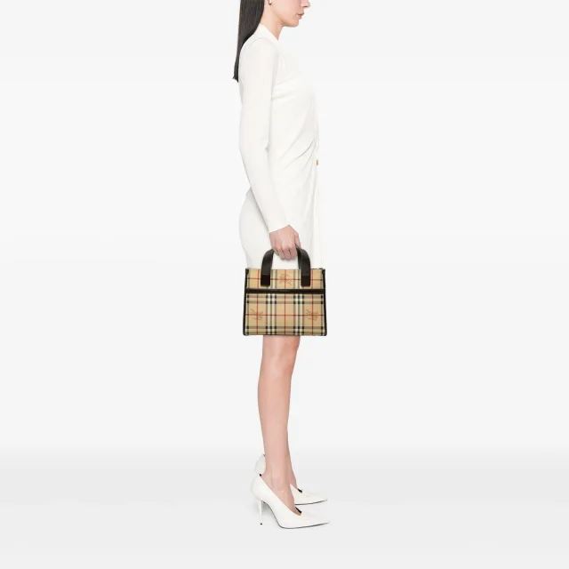 Burberry Haymarket Check Coated Canvas Handbag in Beige Coated canvas from Designer Revival, photo 6 of 7