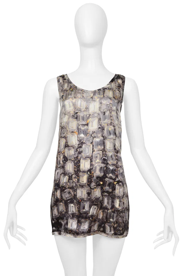 Lanvin Crystal Printed Sleeveless Top in Multicolor Denim from Resurrection Vintage