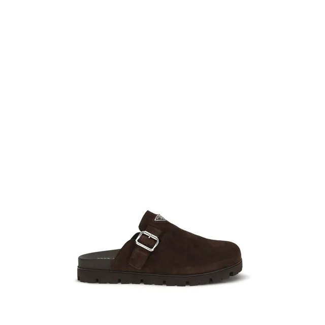 Prada Brown Calf Leather Bos Taurus Mules in Brown Calfskin from HEWI