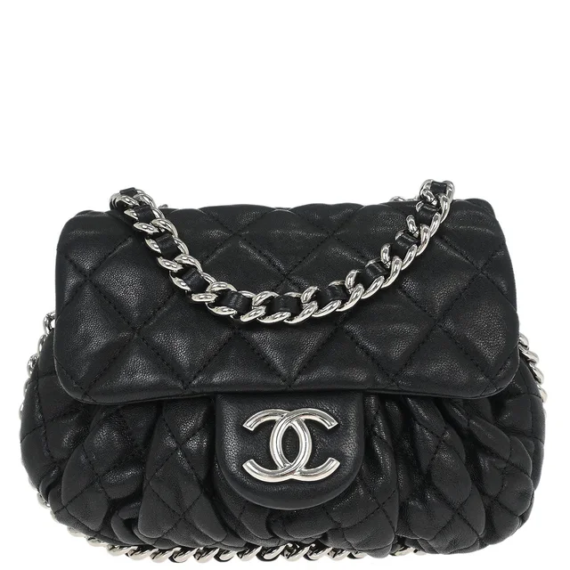 Chanel 2011 Black Calfskin Chain Around Shoulder Bag in Black Calfskin from AMORE Vintage Tokyo