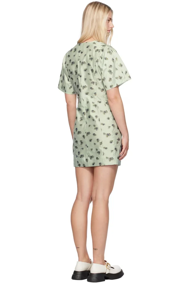 GANNI Green Floral Minidress, photo 3 of 4 from SSENSE