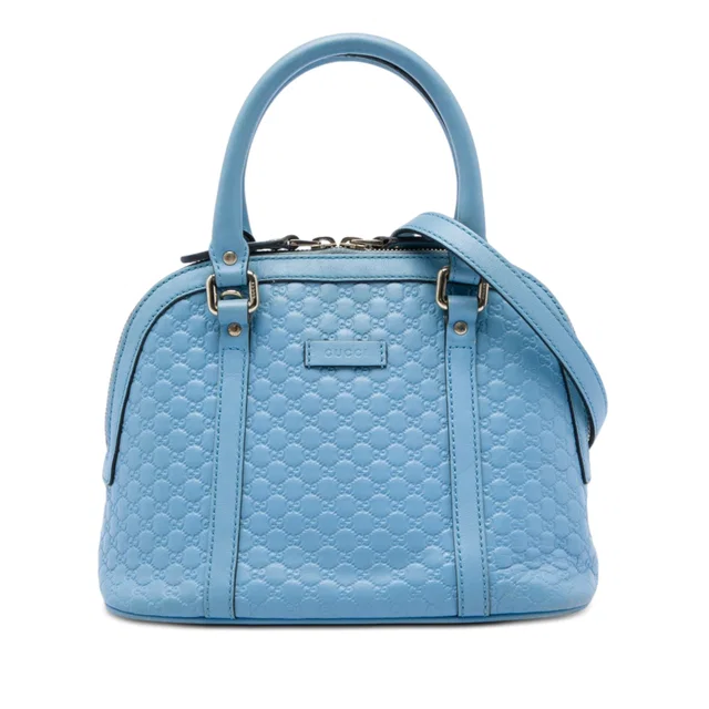 Blue Gucci Mini Microguccissima Dome Satchel in Blue Leather from Designer Revival