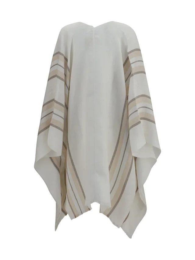 Brunello Cucinelli Linen, Cashmere And Silk Blend Shawl — White Shawls in White Silk from HEWI, photo 2 of 2