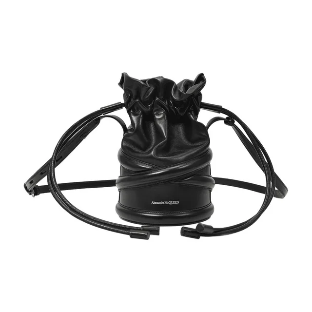 Alexander McQueen Curve Crossbody Bag — Black Leather in Black Leather from HEWI