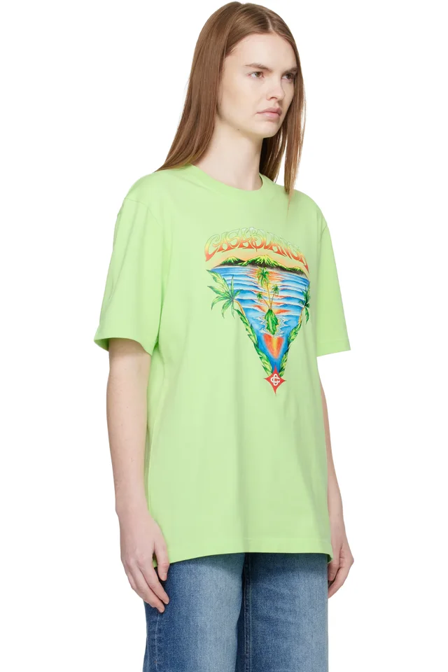 Casablanca Green Innocence Triangle Short Sleeve T‑shirt, photo 2 of 4 from SSENSE