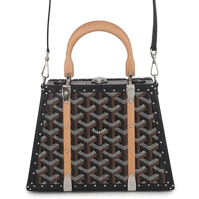 Goyard Handbag Saigon Mini Trunk Bag Wood Black 2-Way in Black Leather from The Reluxe