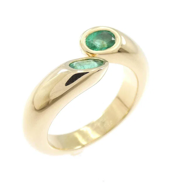 Cartier Ellipse D’Ete T 750 Yellow Gold Emerald Ring Size 9 in Green from LuxUness