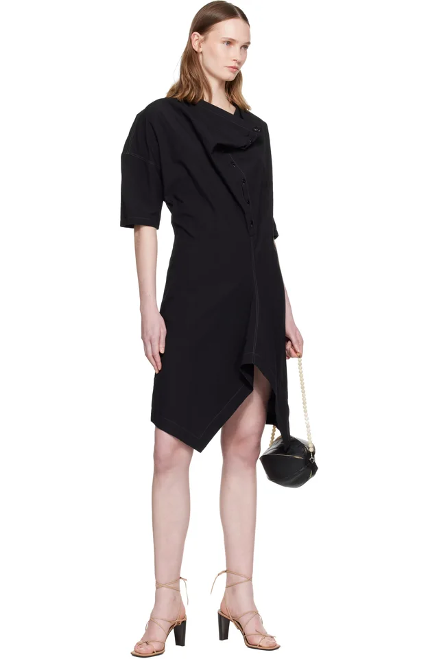 LEMAIRE Black Soft Collar Tube Minidress, photo 4 of 4 from SSENSE