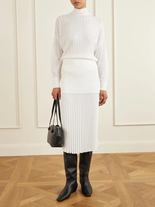 PROENZA SCHOULER Luiza ribbed-knit midi skirt in White, photo 2 of 2 from NET-A-PORTER (Canada)
