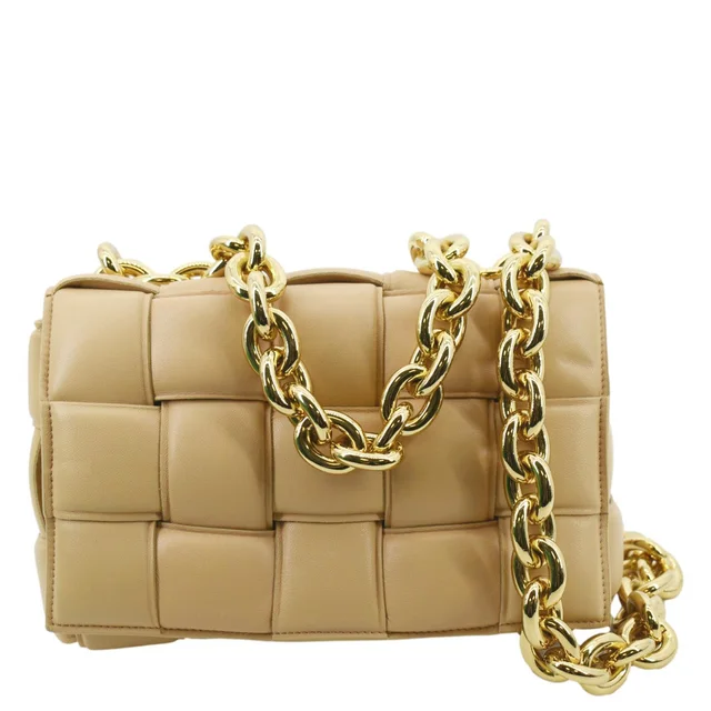 Bottega Veneta Chain Cassette Padded Leather Crossbody Bag Caramel in Leather from Dallas Designer Handbags