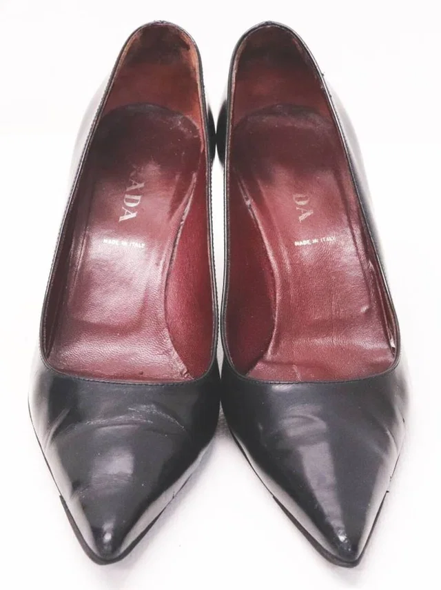 Prada Patent Leather Pointed Toe Heels Size: 4 in Black Leather from Oxfam Online Shop
