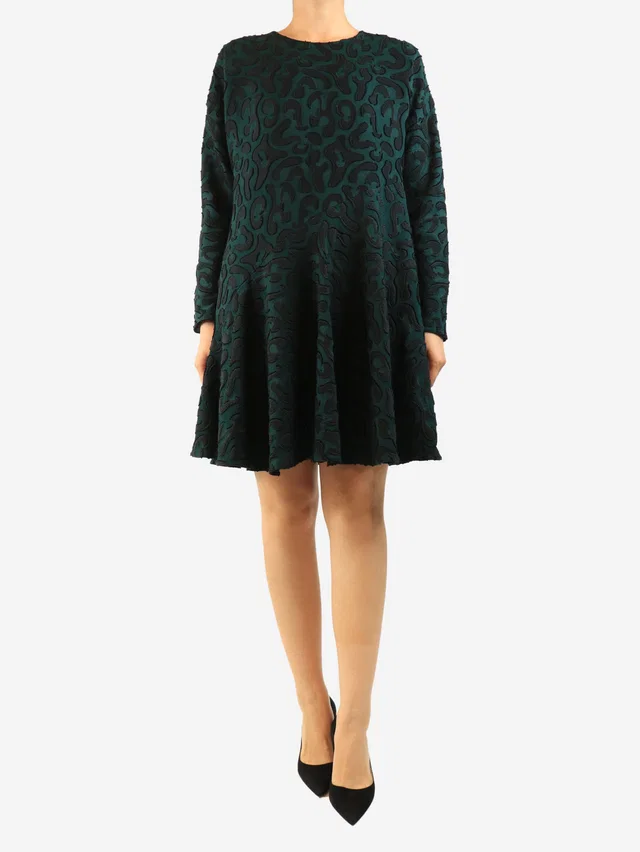 Marni Green leopard print long sleeve dress - size UK 8 in Green from Sign of the Times