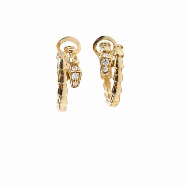 Bvlgari Serpenti Yellow Gold Diamond Earrings in Yellow from The Purse Affair
