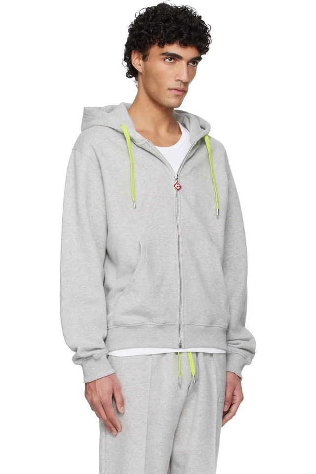 Casablanca Gray Cashmere Blend Zip‑Up Hoodie, photo 2 of 4 from SSENSE