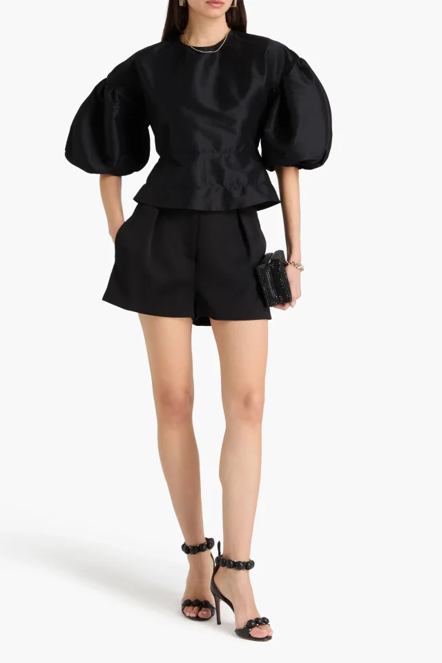 Kika Vargas Myrna Taffeta Puff-Sleeve Top in Black, photo 2 of 4 from THE OUTNET