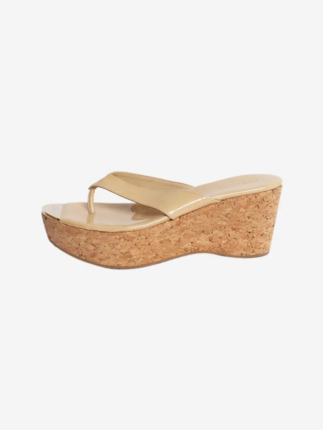 Jimmy Choo Neutral thong platform sandals - size EU 40 (UK 7) in Leather from Sign of the Times