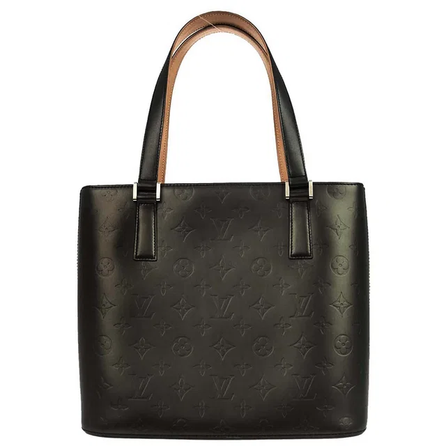 Louis Vuitton 2003 Black Monogram Mat Stockton Tote Handbag M55112 in Black Leather from AMORE Vintage Tokyo