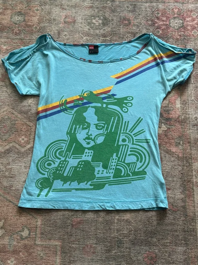 Diesel Rare Blue Y2k Top Size Medium in green|blue from Poshmark