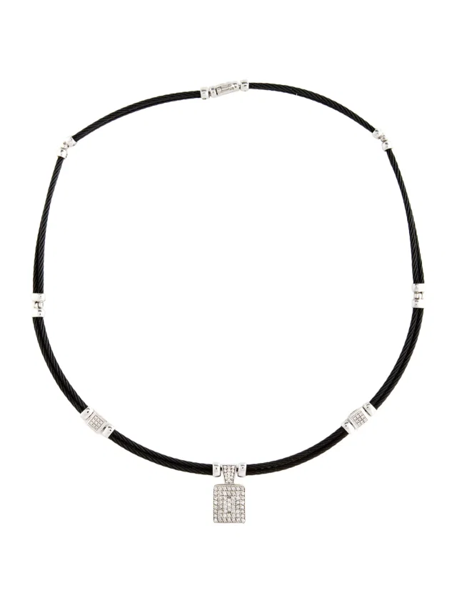 Charriol 18K Diamond Celtic Noir Square Pendant Necklace, 17" in black from The RealReal