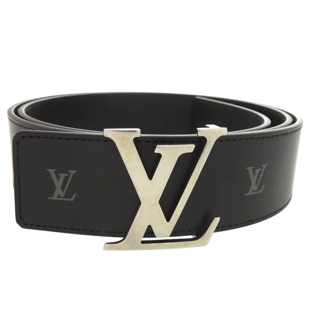 LV Initial Reversible Leather Black Belt in Black Leather from The Reluxe