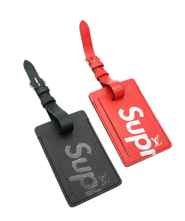 Epi LV × Supreme Name Tag Red Black M67726 LV Auth 94621A in Black from Luxury Promise