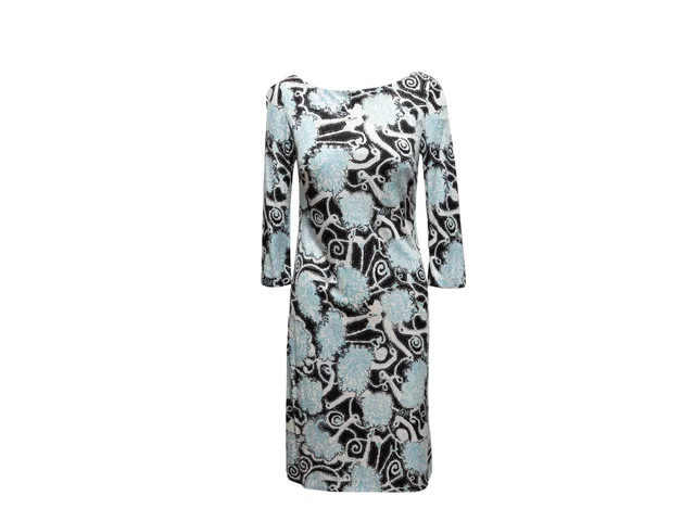 Light Blue & Multicolor Prada 2016 Bird Print Dress Size IT 42 in Blue from Designer Revival