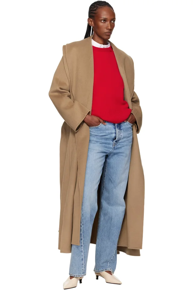 Róhe Beige Signature Double-Faced Scarf Coat, photo 4 of 4 from SSENSE