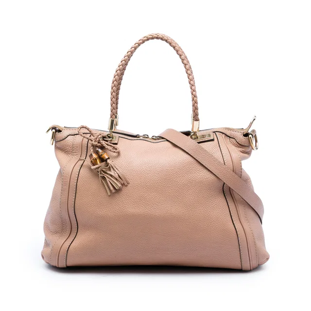 Brown Gucci Calfskin Bella Convertible Tote Satchel in Brown Calfskin from Designer Revival