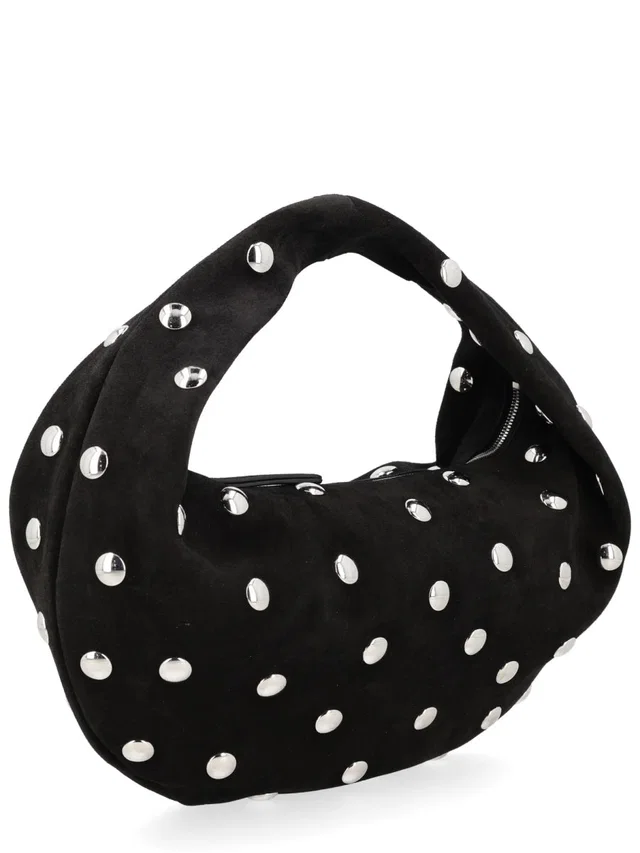 Khaite Studded Calf Leather Hobo Bag — Black in Black Calfskin from HEWI