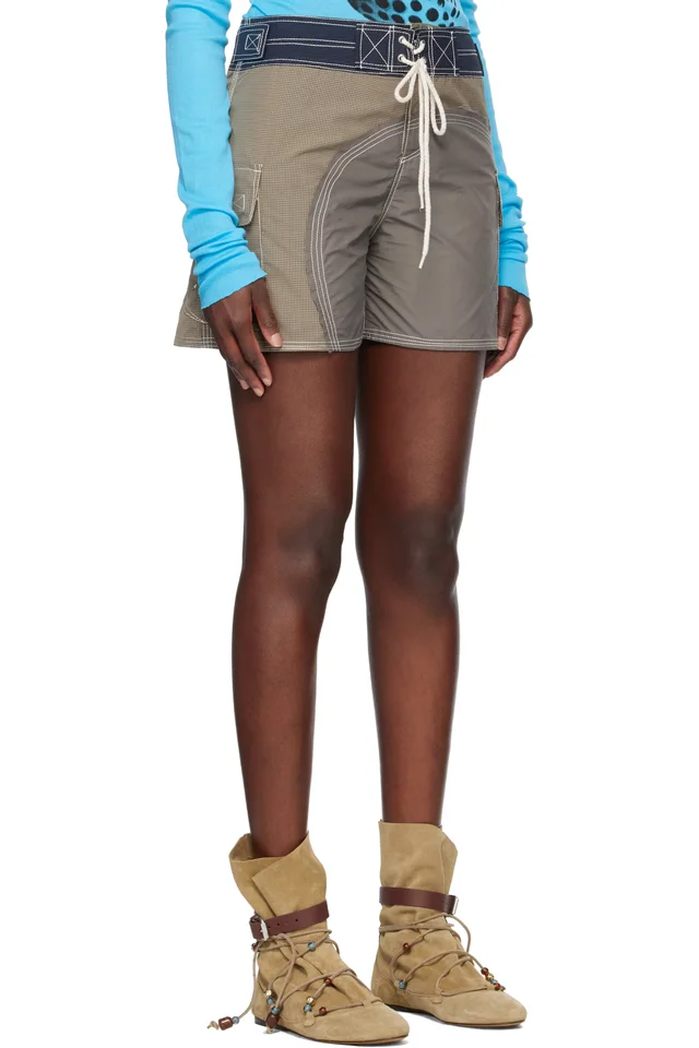 Edward Cuming Gray Half-Moon Swim Shorts, photo 2 of 2 from SSENSE