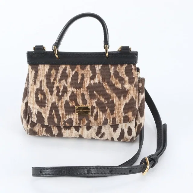 Dolce & Gabbana Sicily Leopard Leather 2-Way Shoulder Bag in Leather from The Reluxe