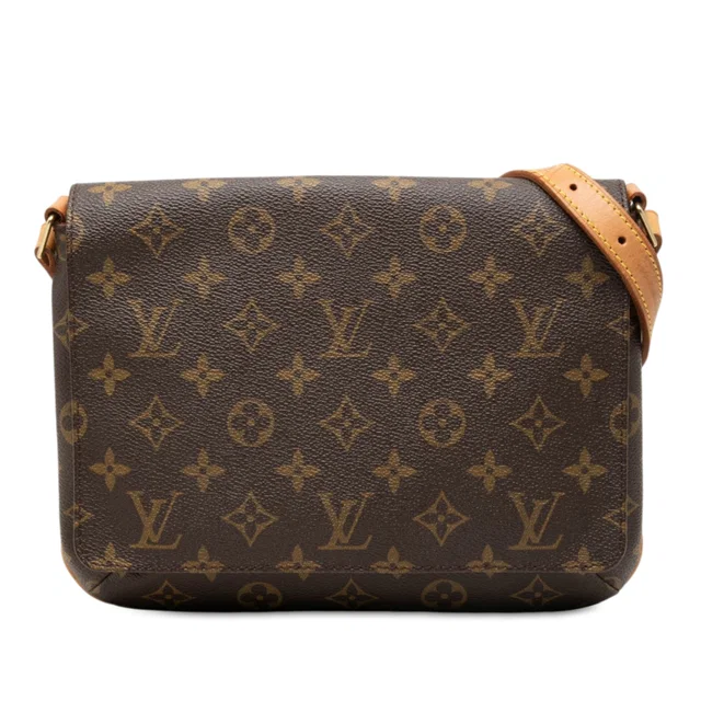 Brown Louis Vuitton Monogram Musette Tango Short Strap Shoulder Bag in Brown Coated canvas from Designer Revival