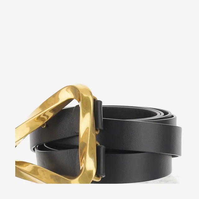 Bottega Veneta Belt — Black Calfskin in Black Calfskin from HEWI