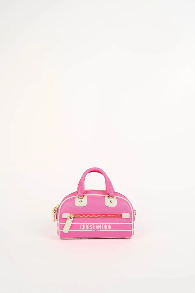 Micro Dior Vibe Zip Bowling Bag in Pink Canvas from Break Archive