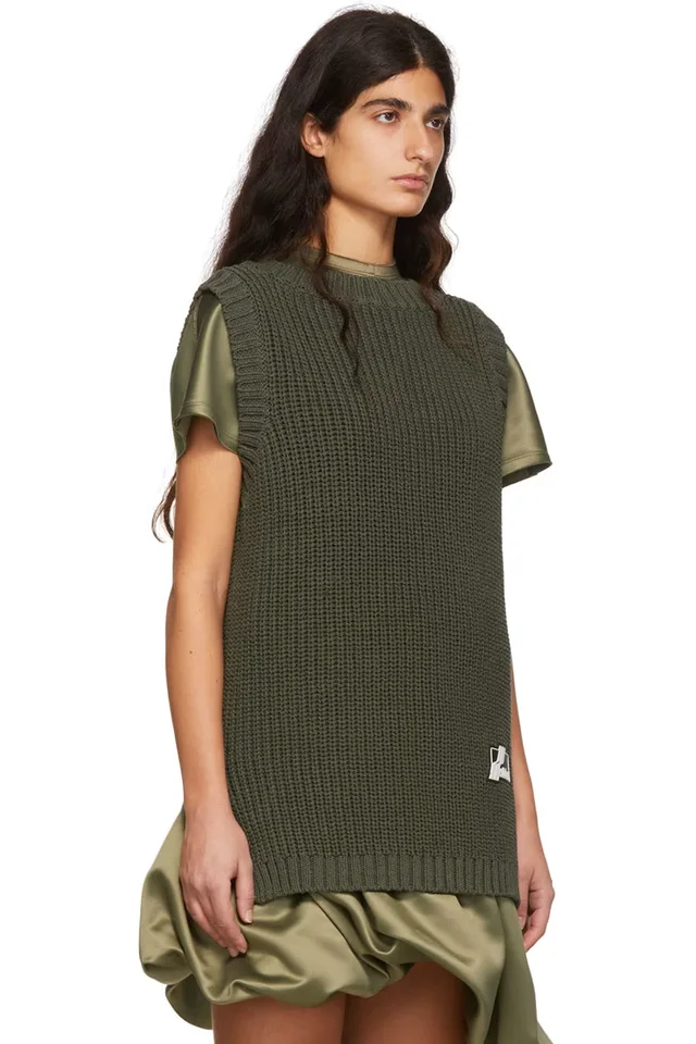 We11done Khaki Cotton Vest, photo 2 of 4 from SSENSE