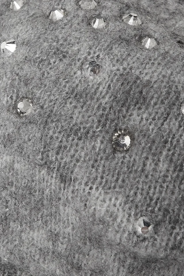 Alessandra Rich Cropped Crystal-Embellished Knitted Tube Top in Grey, photo 4 of 4 from THE OUTNET