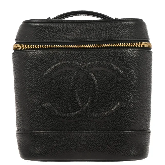 Chanel 2000-2002 Black Caviar Skin Timeless Vanity Handbag in Black Caviar leather from AMORE Vintage Tokyo