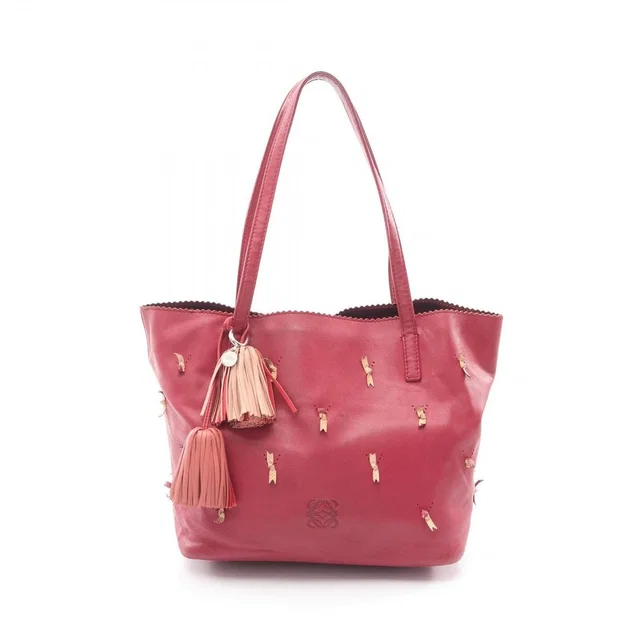 Loewe Tote Bag Anagram Ribbon Motif Nappa Leather Limited Red in Red Nappa leather from The Reluxe