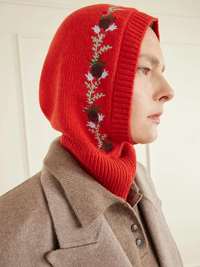 WE NORWEGIANS + Markarian embroidered wool-bend balaclava in Red, photo 2 of 2 from NET-A-PORTER (Canada)