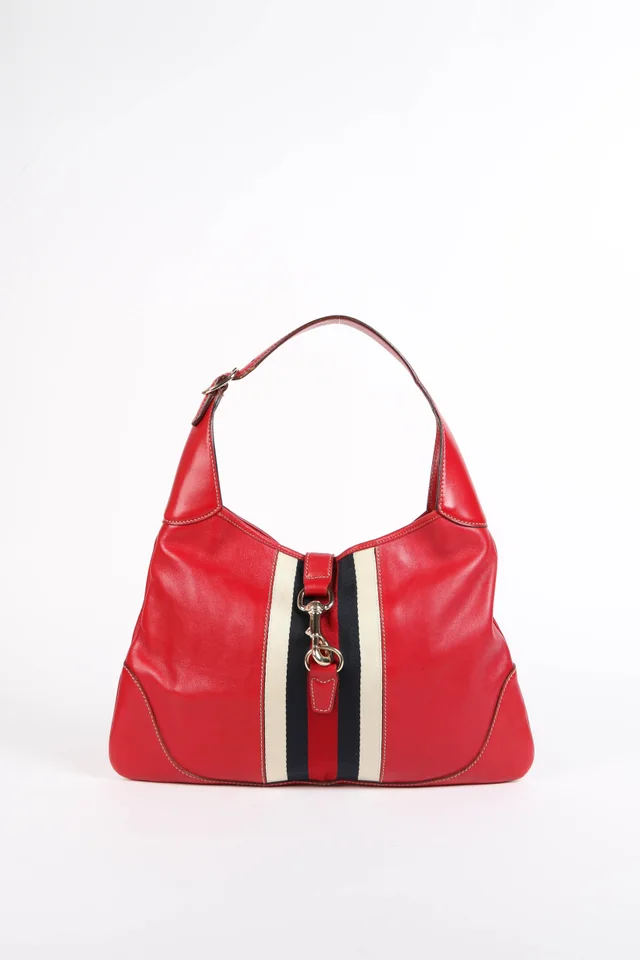 Gucci Vintage Red Leather Jackie Shoulder Bag in Red Leather from Break Archive