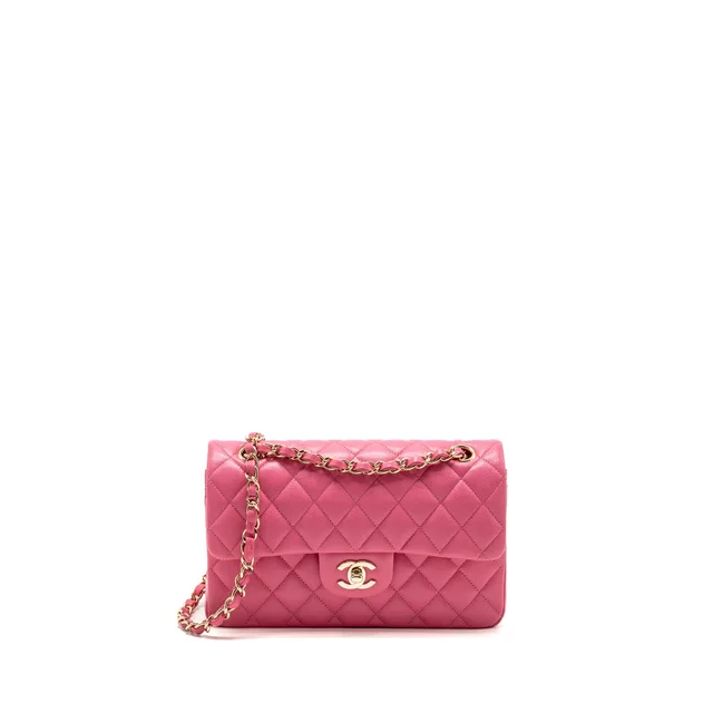 Chanel Small Classic Double Flap Bag Caviar Hot Pink LGHW in Pink Caviar leather from EMIER