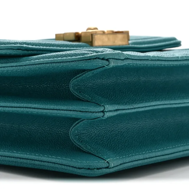 Chanel Caviar Quilted North South Boy Flap Turquoise in Blue Caviar leather from FASHIONPHILE, photo 9 of 10