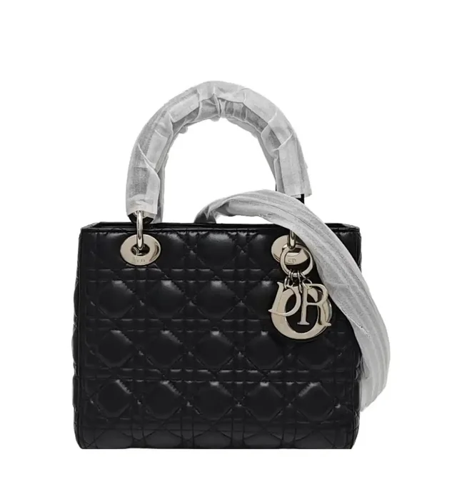 Lady Dior Medium Black Sheepskin Quilted Lady Medium Shoulder Bag Silver Ha in black from Grailed, photo 1 of 1