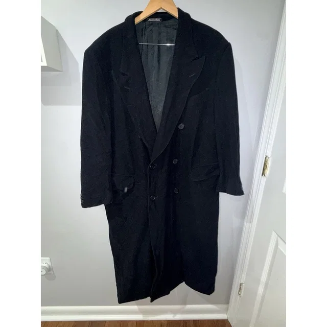 Giorgio Armani Collezioni Pure Wool Overcoat Trench Coat 46r Black in black Wool from Poshmark