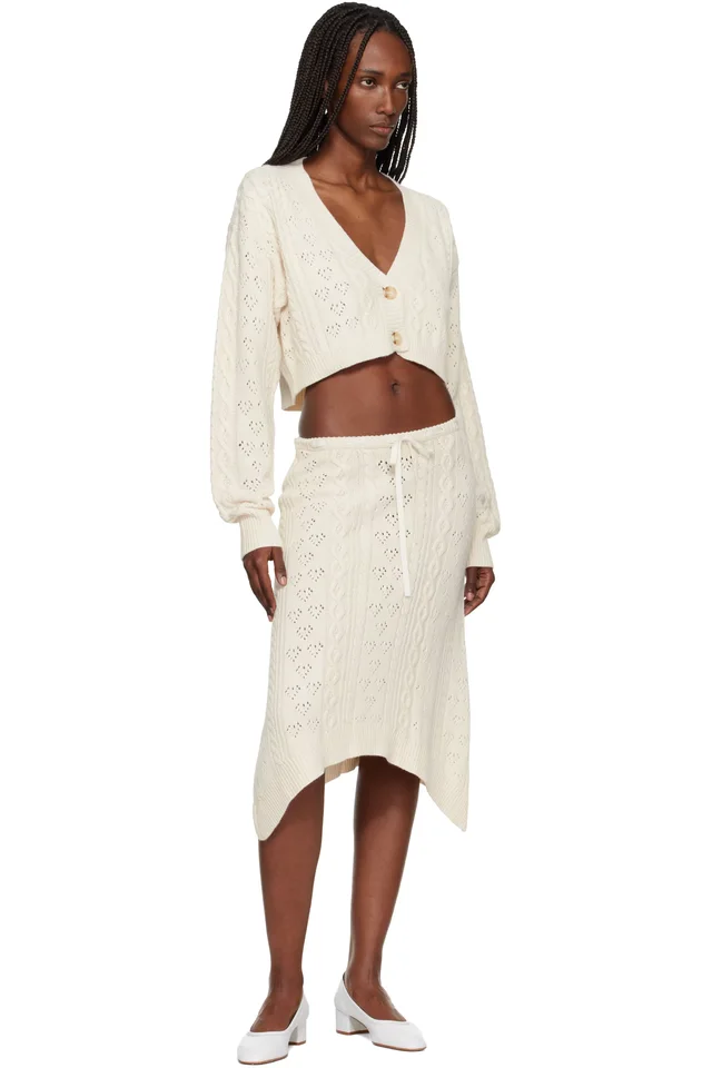 GUIZIO Off-White Noah Wool Cable Midi Skirt, photo 4 of 4 from SSENSE