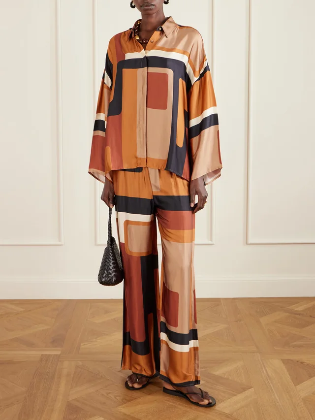 FAITHFULL Cora printed satin shirt in Brown, photo 2 of 2 from NET-A-PORTER (Canada)